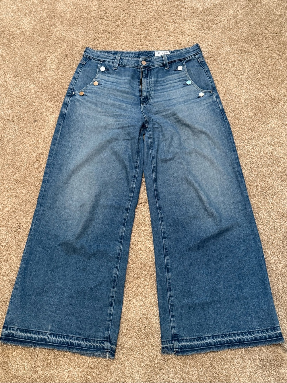 Ag Adriano Goldschmied Wide-Leg Jeans in Medium Blue Wash